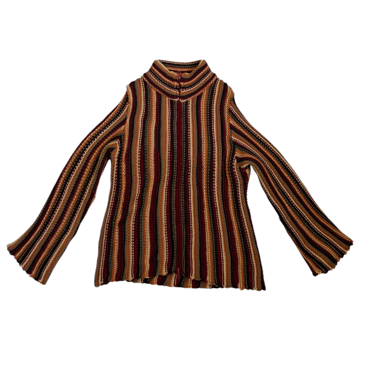 1960s ribbed zip cardigan with flared sleeves