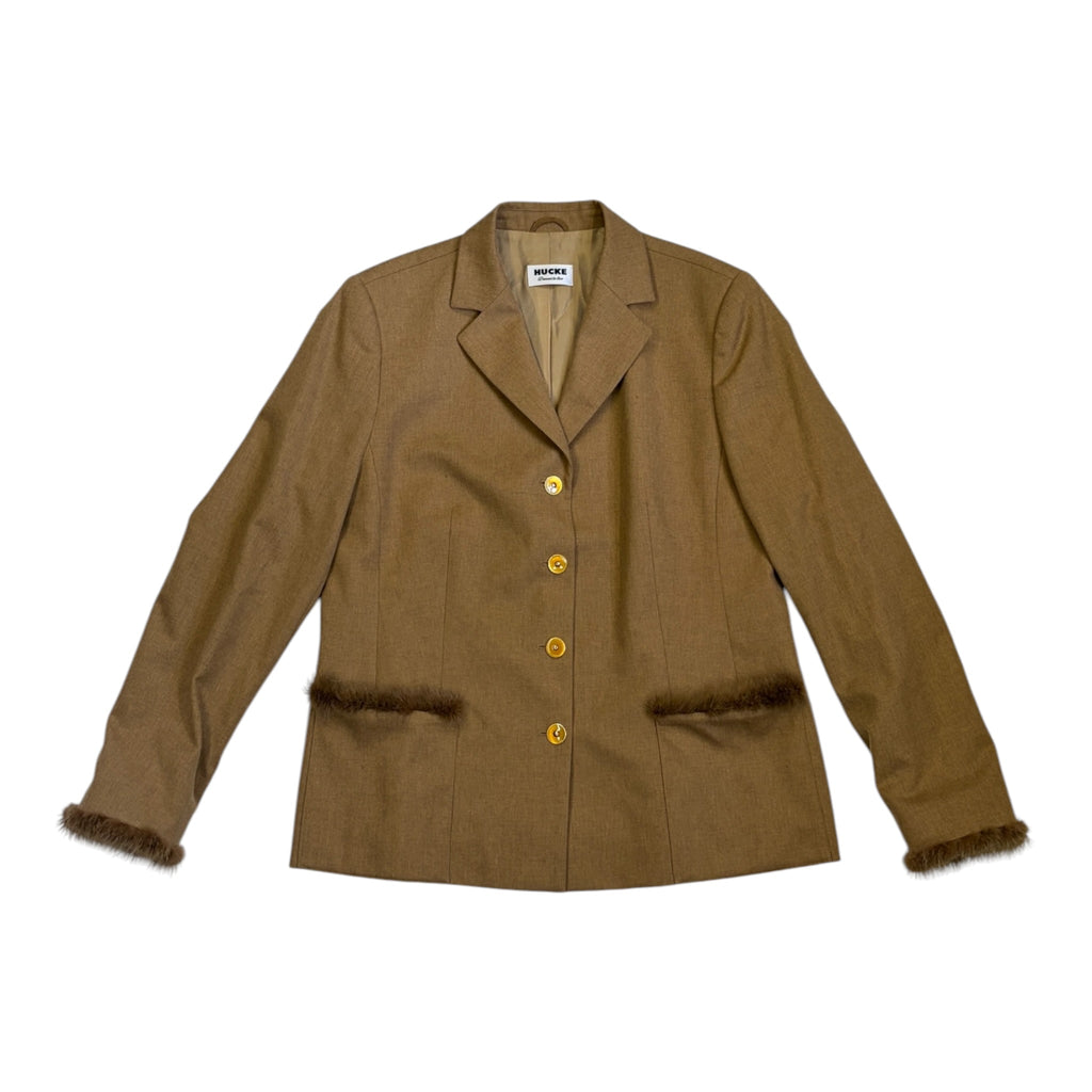HUCKE blazer with faux fur trim