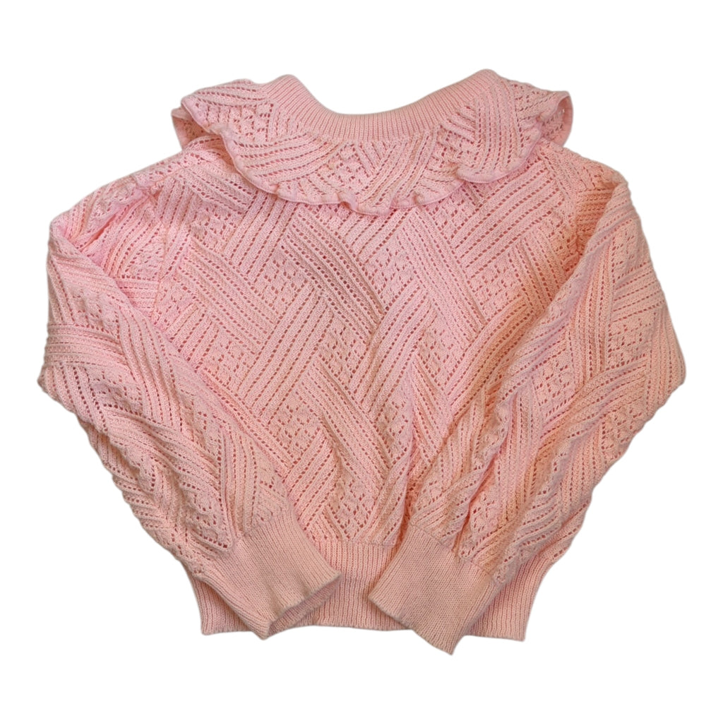 baby pink ribbon tie cardigan back