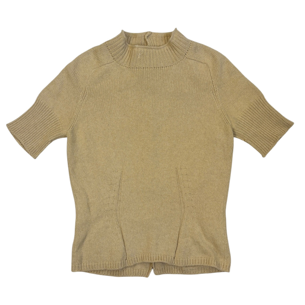 beige Jil Sander cashmere knit top with buttons on the back