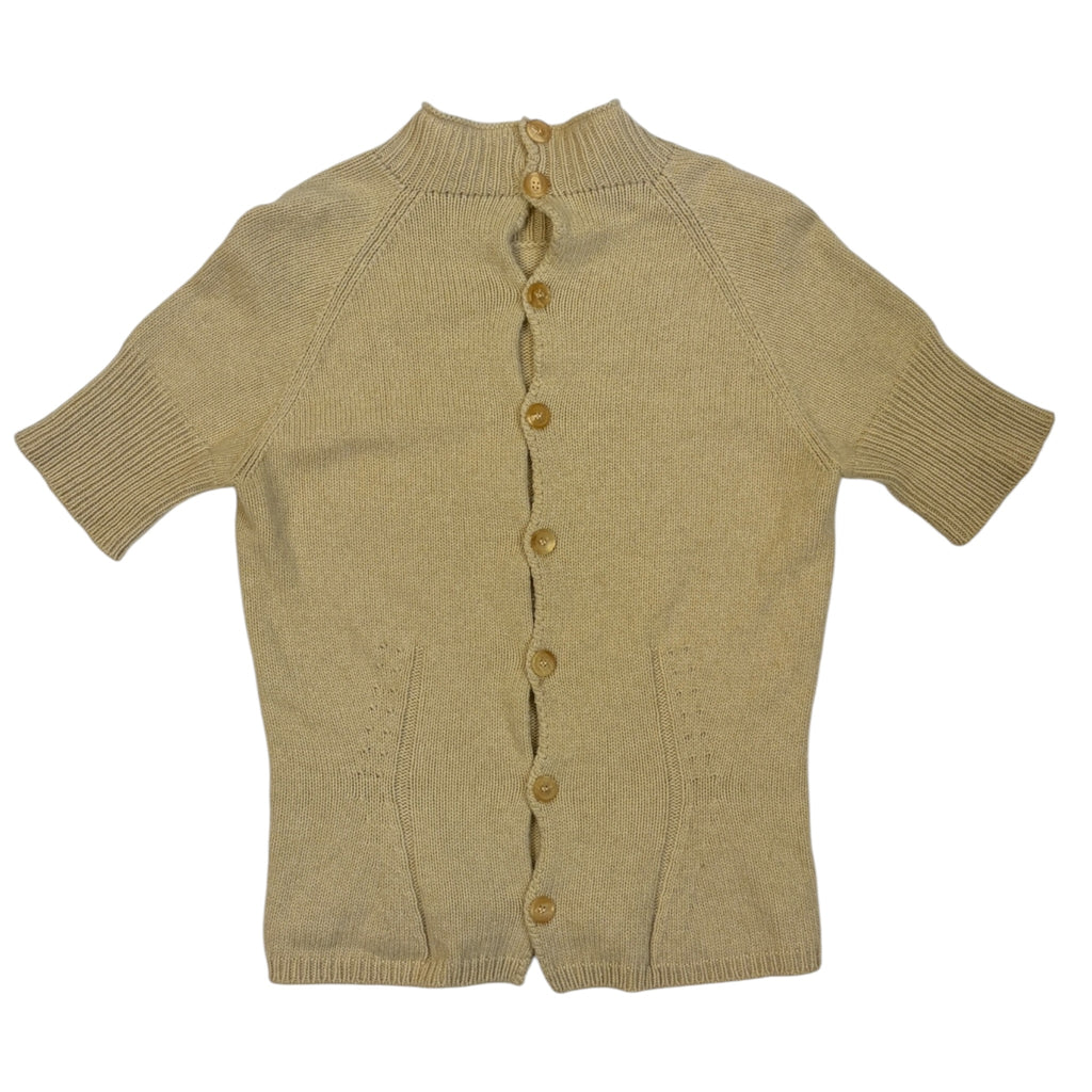 beige Jil Sander cashmere knit top with buttons on the back back