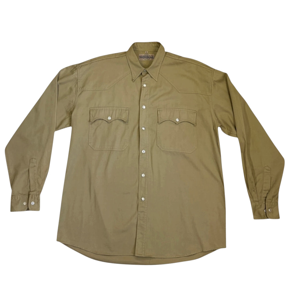 beige denim shirt with pockets