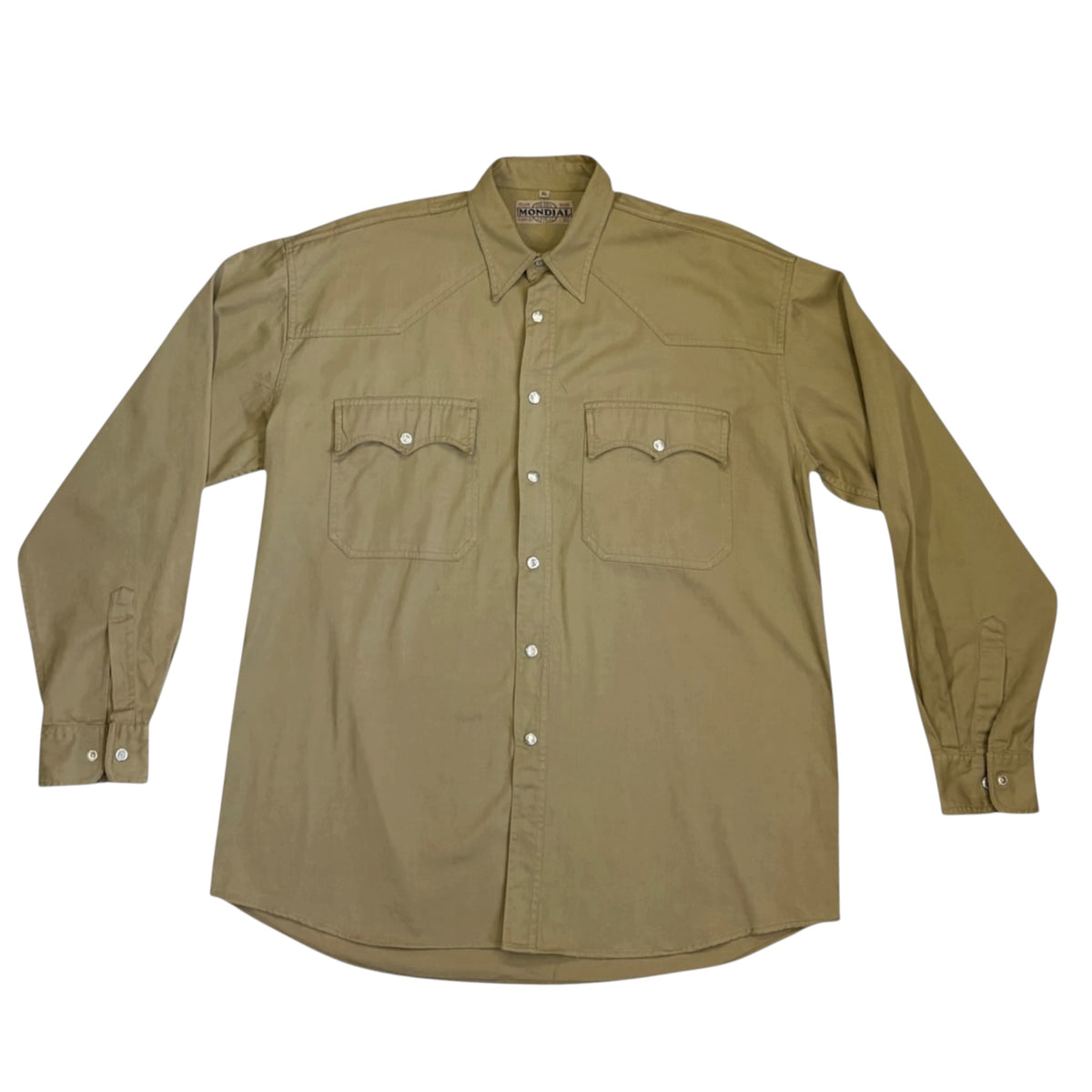 beige denim shirt with pockets