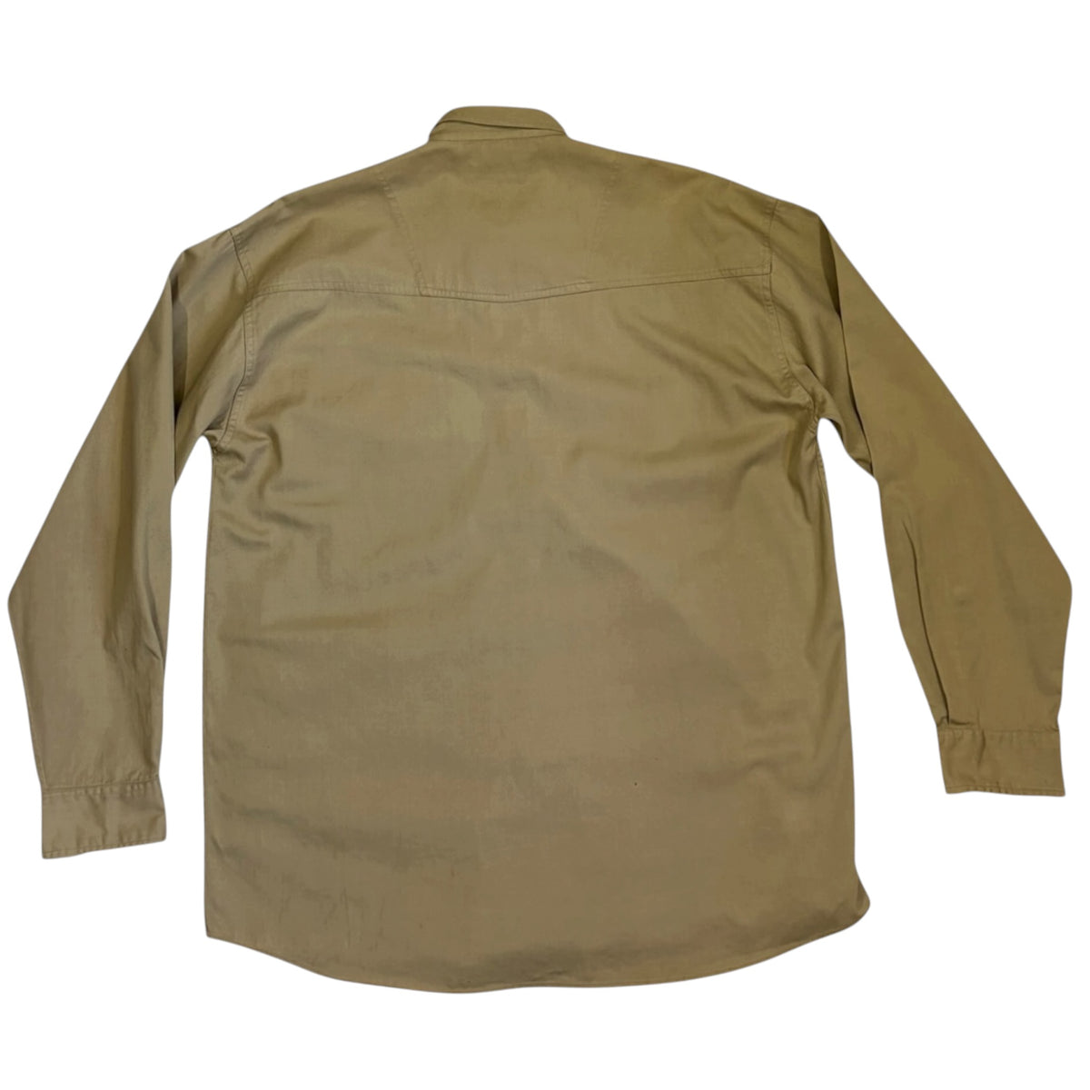beige denim shirt with pockets back