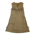 beige leather fringe mini dress