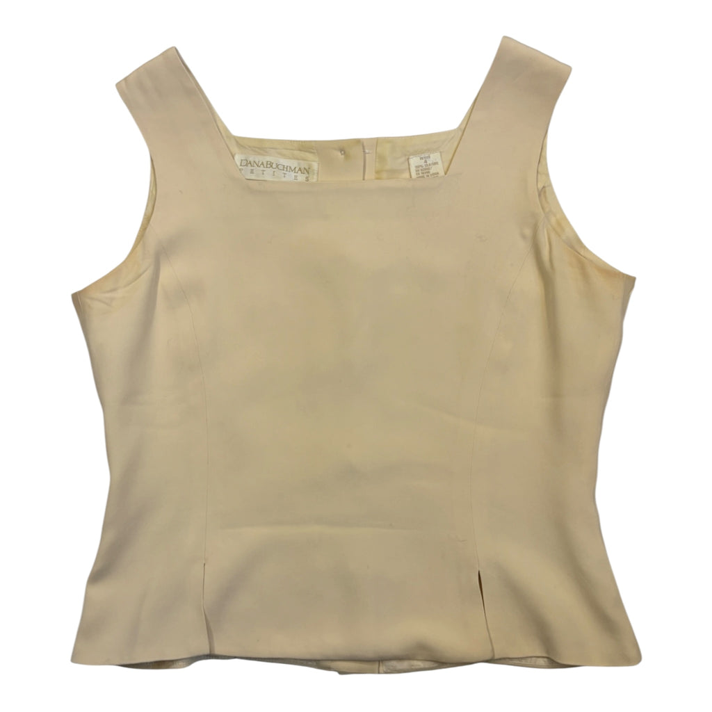 beige silk top with buttons