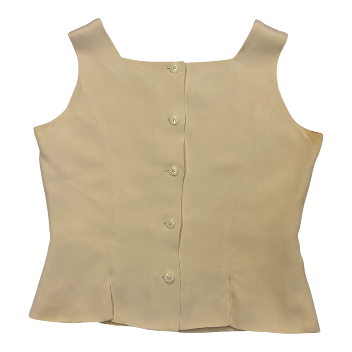 beige silk top with buttons back