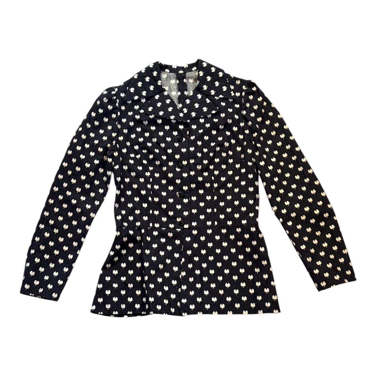 black long-sleeve shirt with a structured silhouette