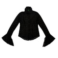 black sheer lace bell sleeve blouse
