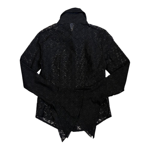 black sheer lace bell sleeve blouse back