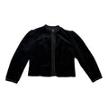 black velvet cardigan with puffed sleeves