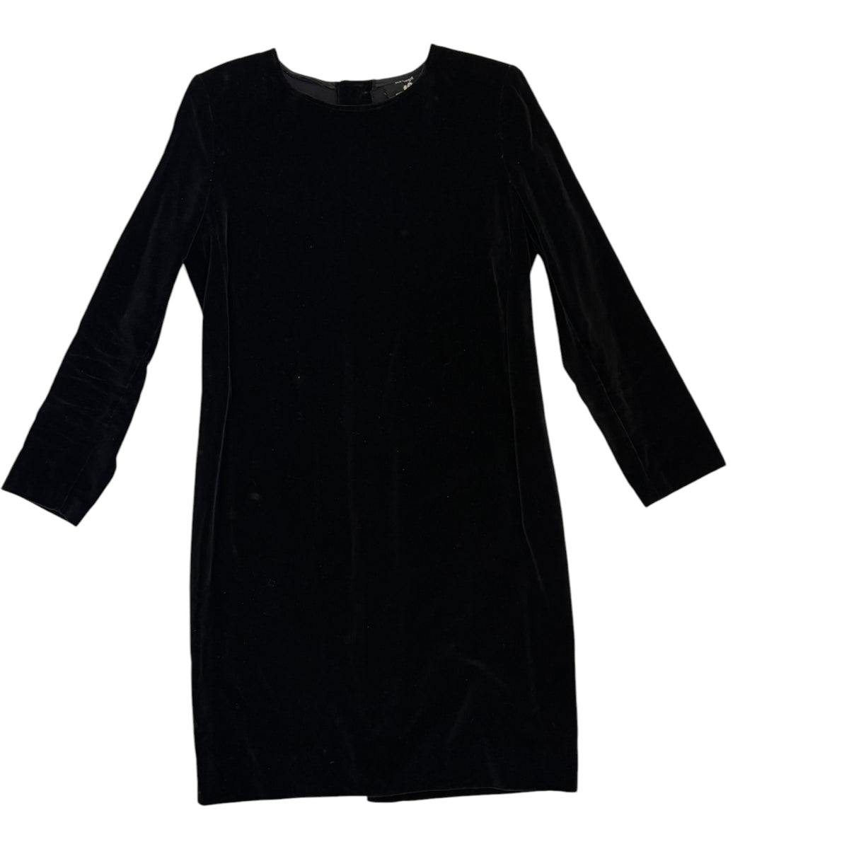 black velvet mini dress with button details