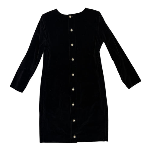 black velvet mini dress with button details back