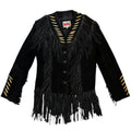 black western fringe jacket with bone bead trim