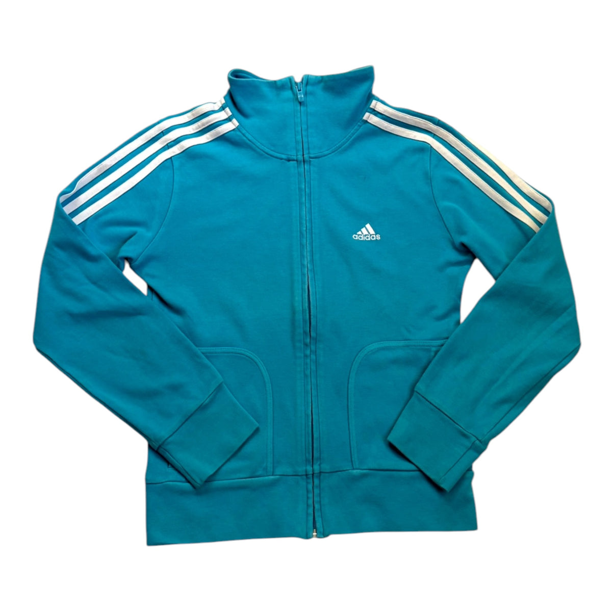 blue Adidas jacket with zipper