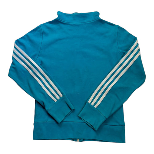 blue Adidas jacket with zipper back