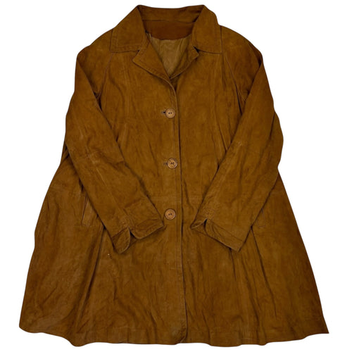 brown a-line leather coat