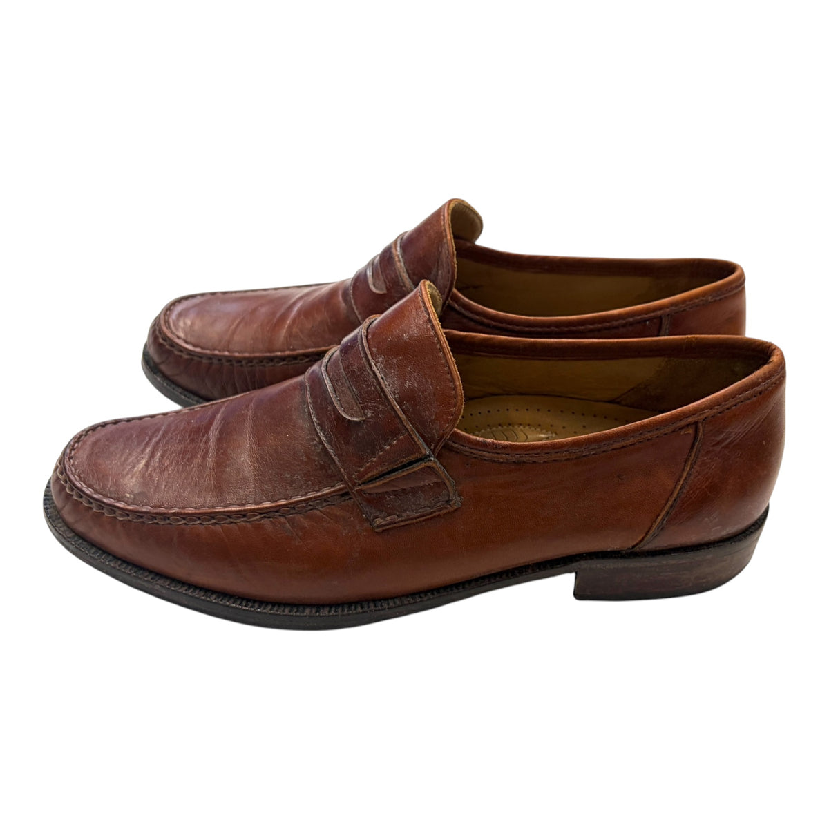 brown penny loafers side