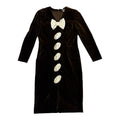 brown velvet dress with white bow details