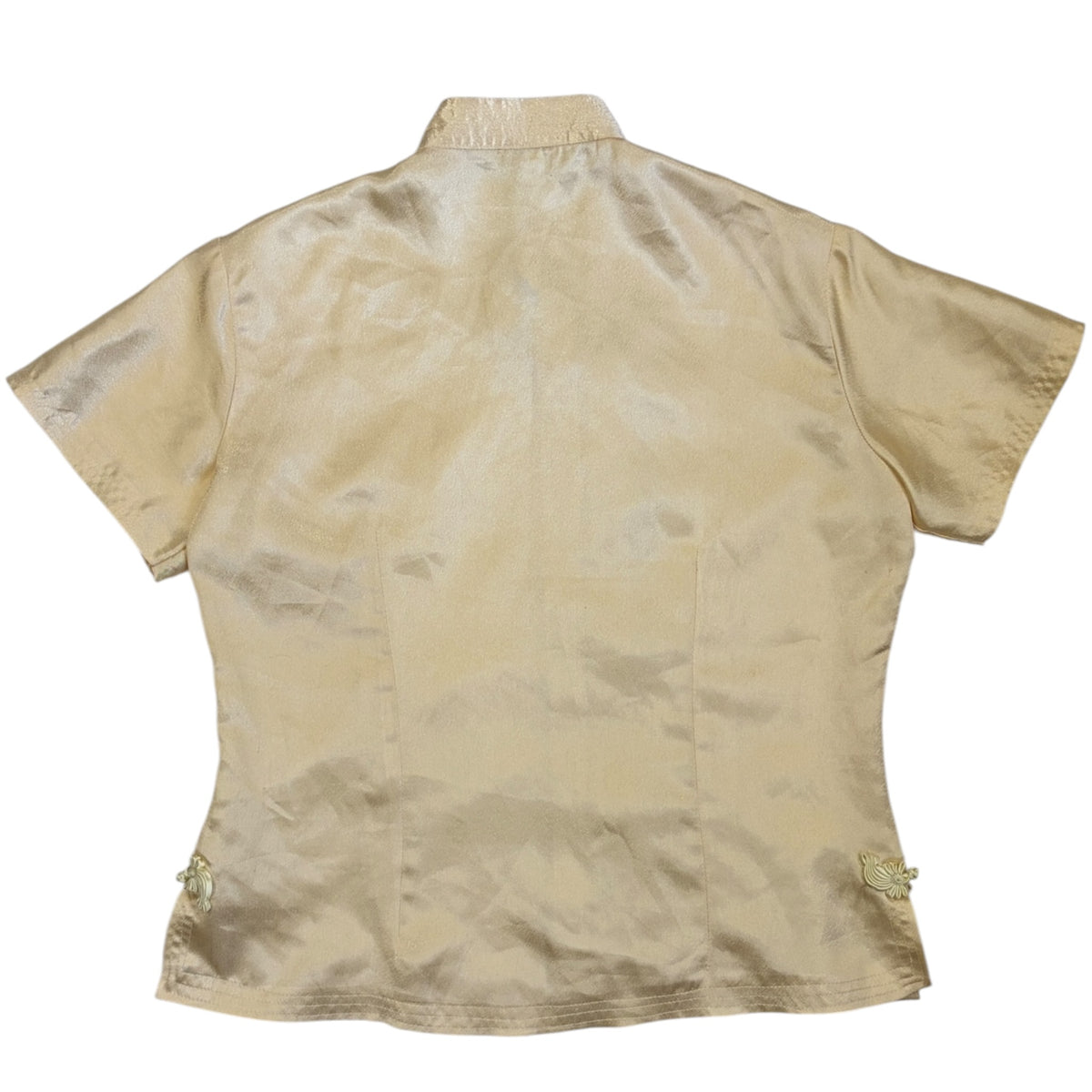 champagne chinese silk blouse with embroidered details back