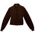 chocolate brown genuine suede leather jacket with stretch rib knit inserts