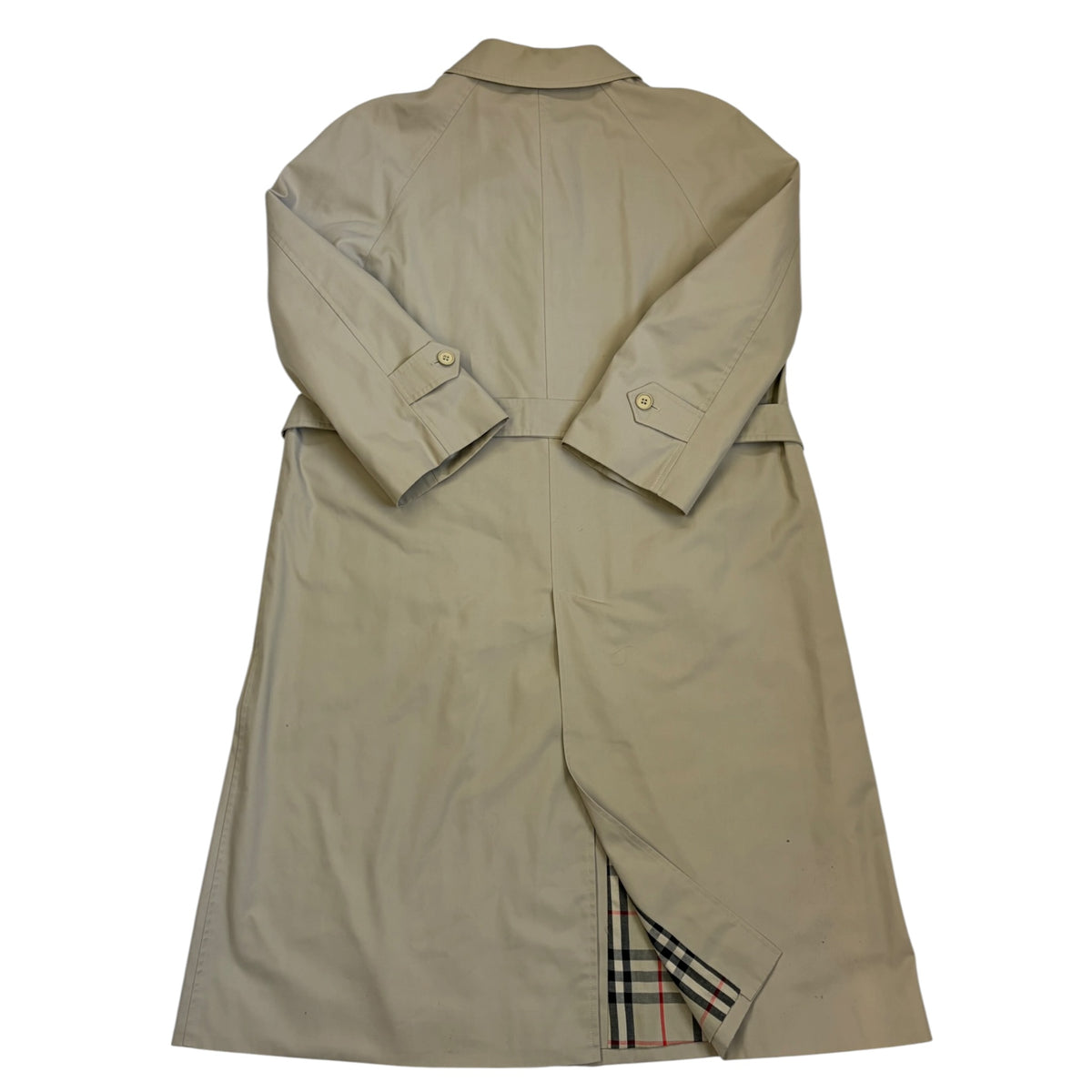 classic italian trench coat sand, checkered lining back
