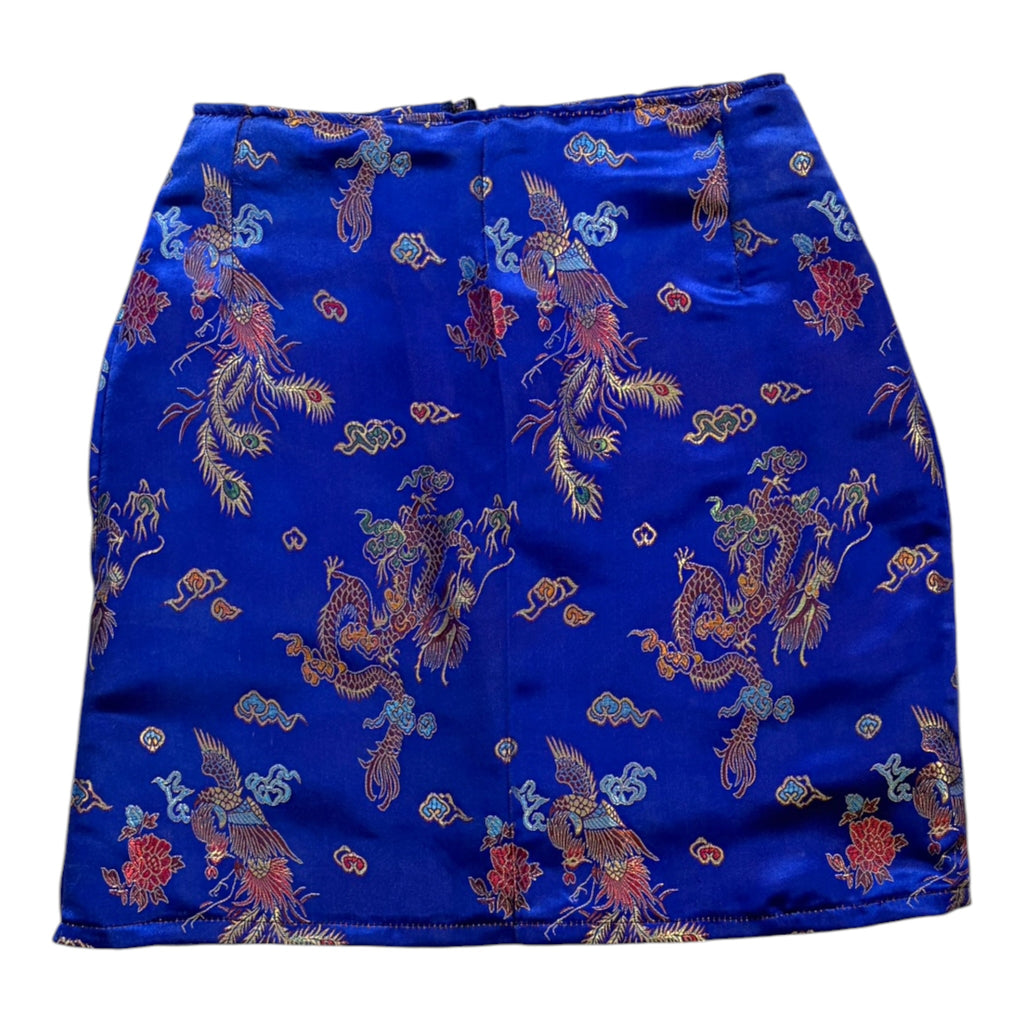cobalt blue silk skirt