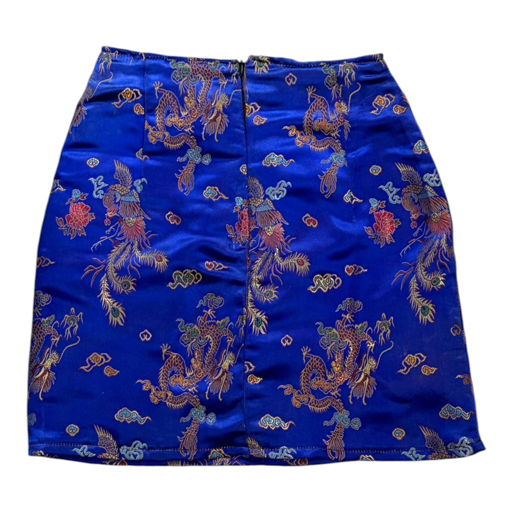 cobalt blue silk skirt back