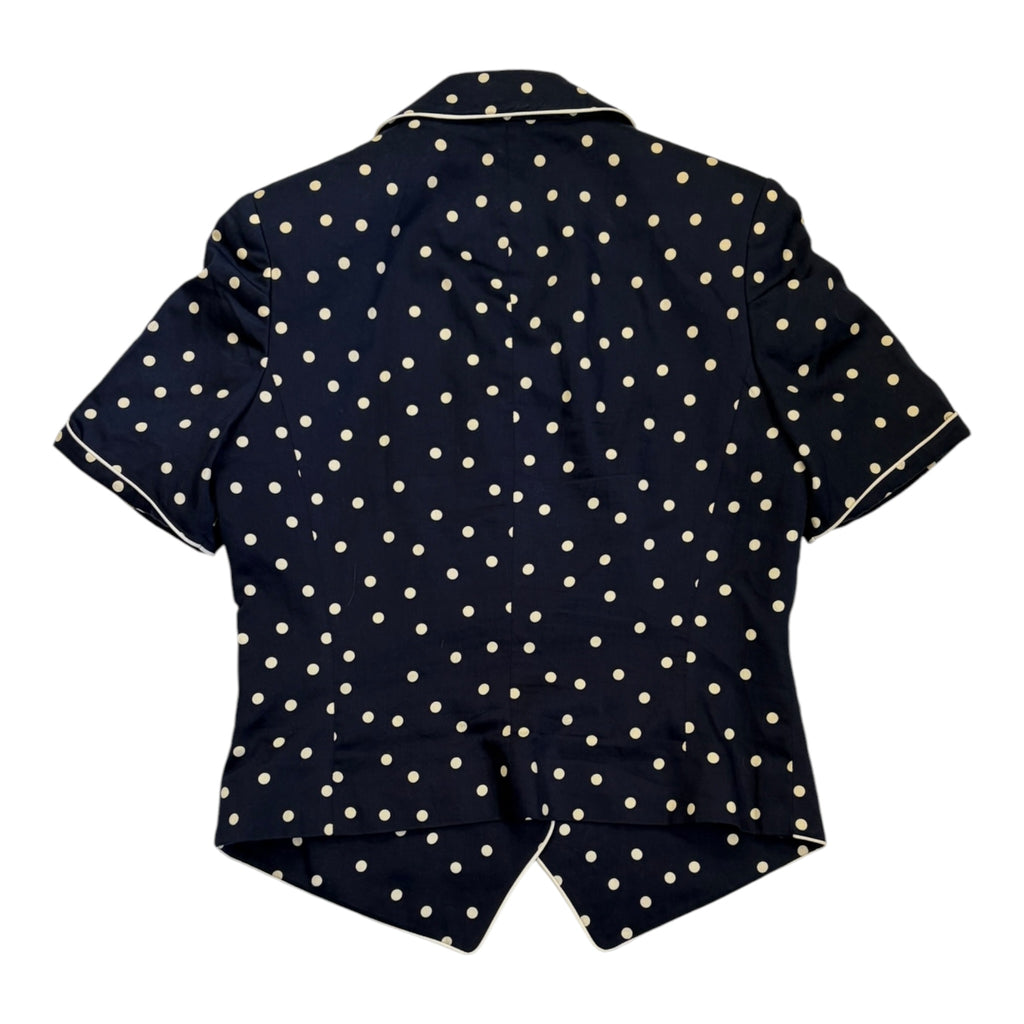dark blue polka dot blouse back