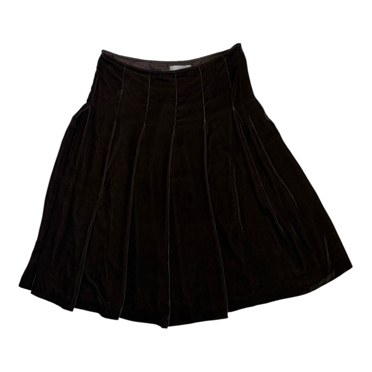 dark brown Max Mara velvet a-line skirt