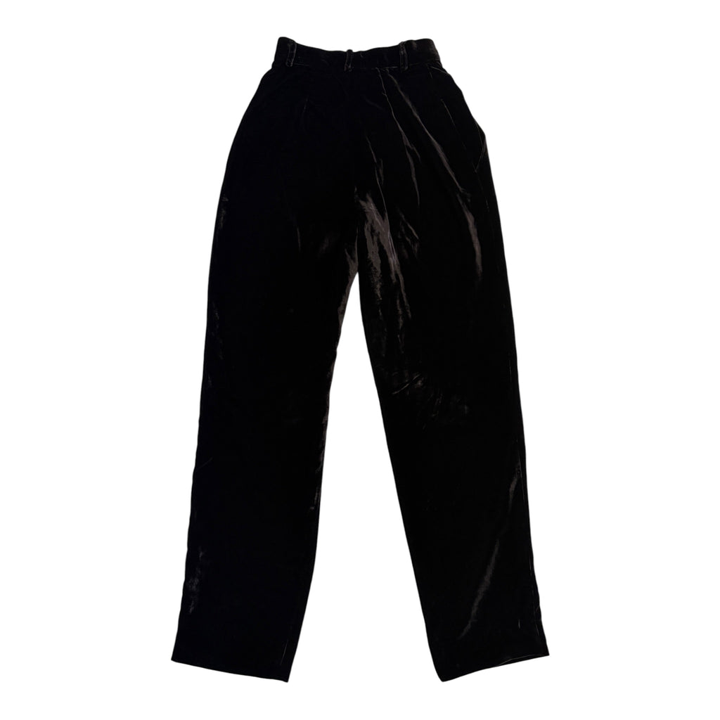 dark brown high waisted velvet pants back