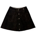 dark brown leather a-line mini skirt