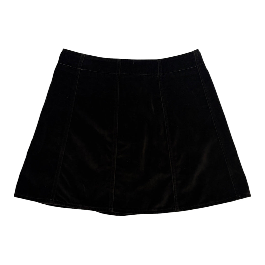 dark brown sisley velvet mini skirt back