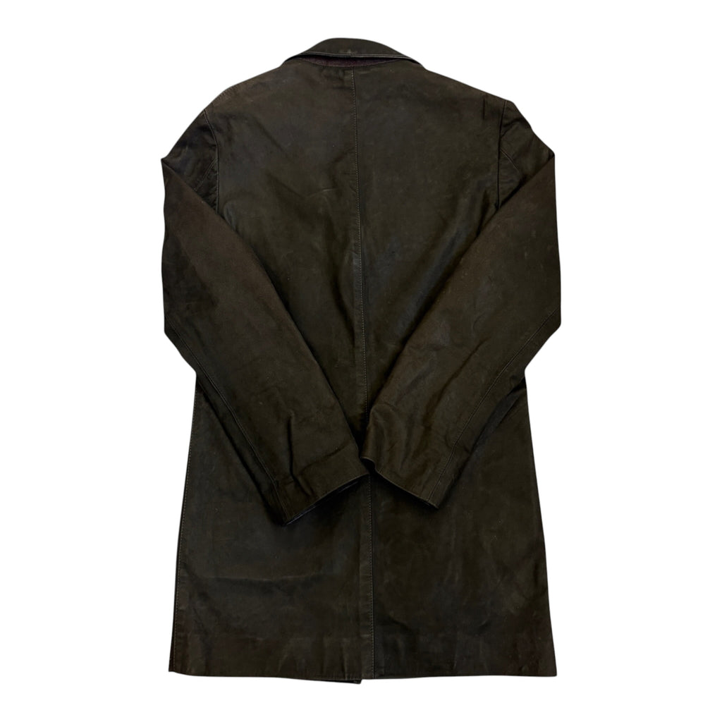 dark green leather coat back