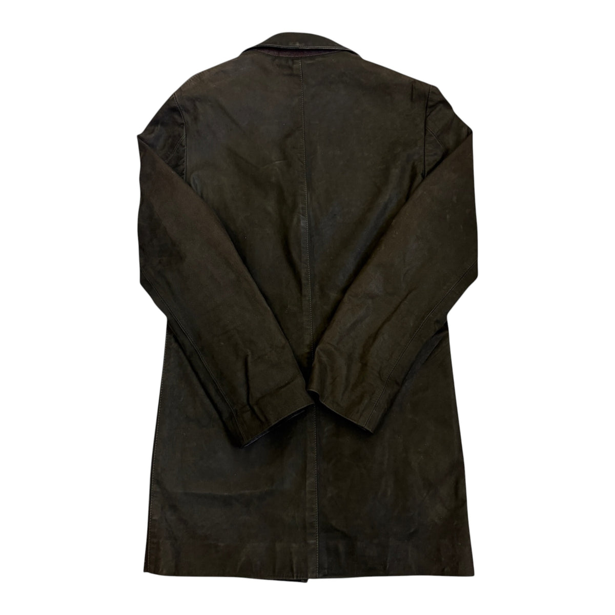 dark green leather coat back