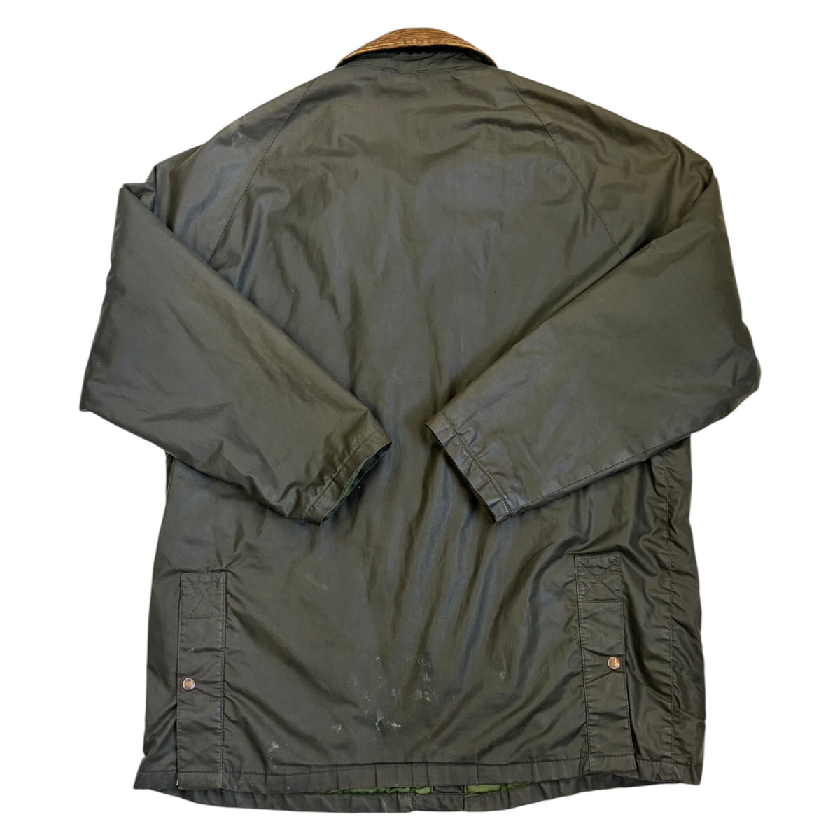 dark green wax jacket back