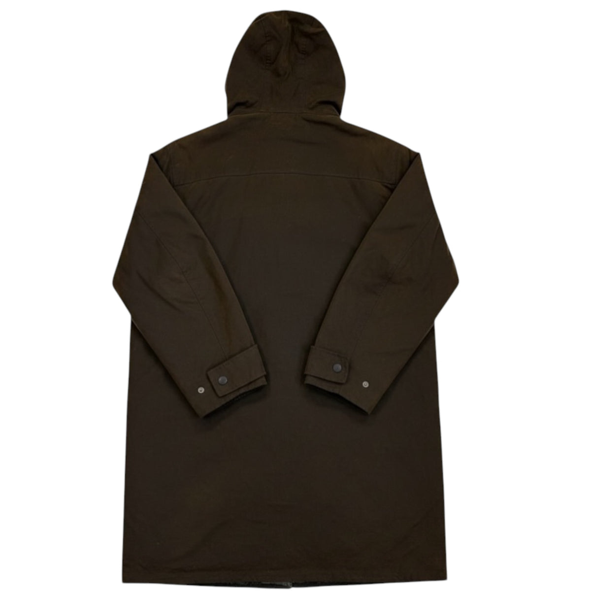 dark olive barbour duffle coat, waxed back