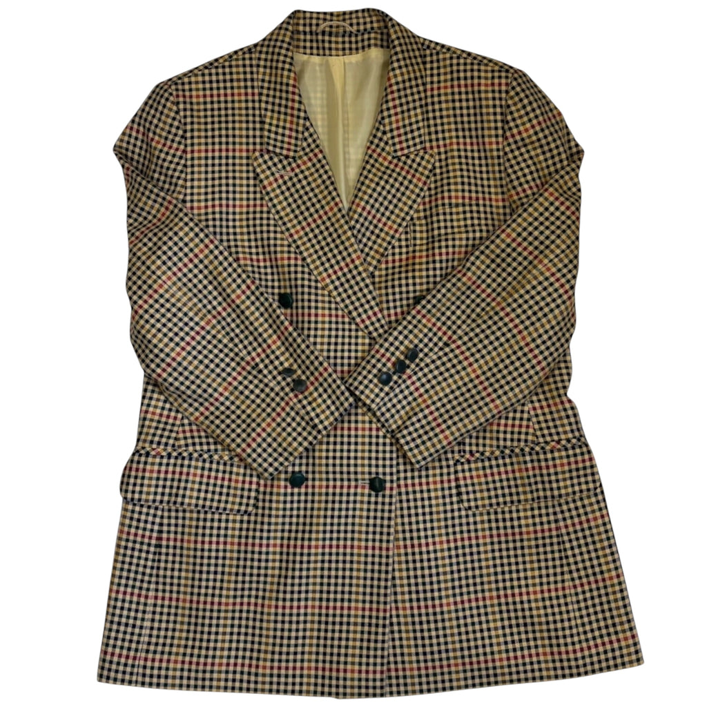 double breasted checkered blazer