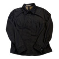 embroidered black denim shirt