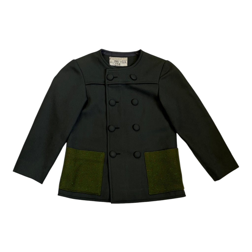 emerald green wool uniform jacket with grass green pockets