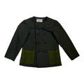 emerald green wool uniform jacket with grass green pockets