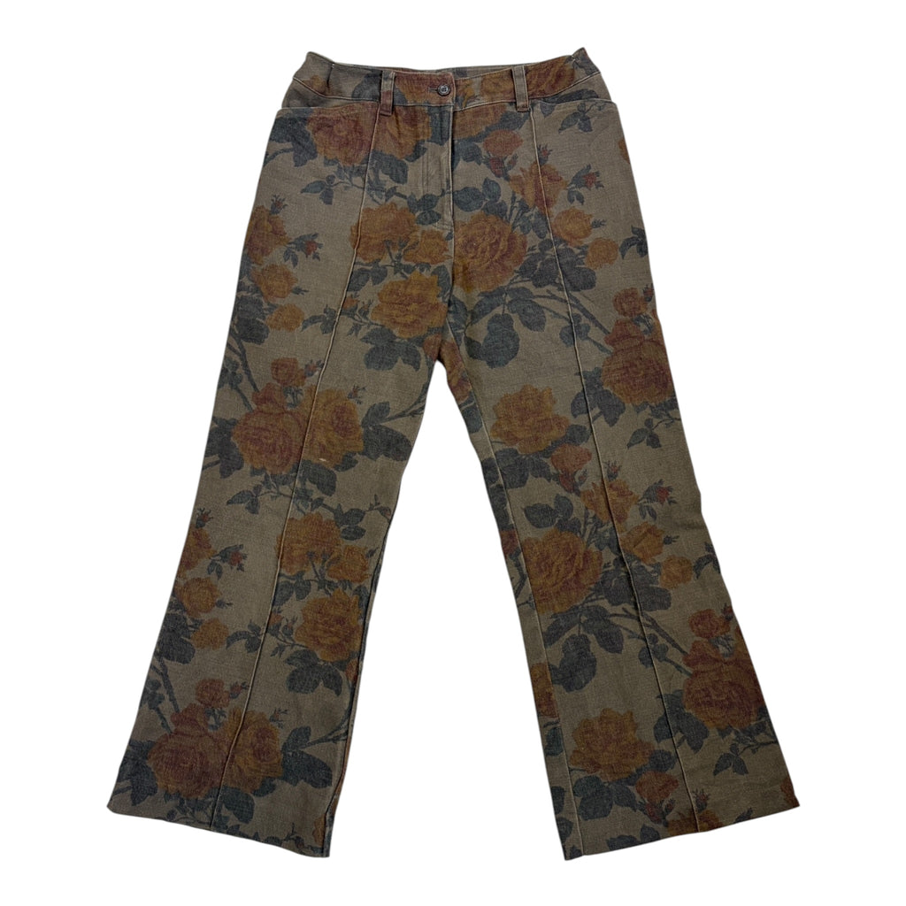 floral cropped wide leg trousers