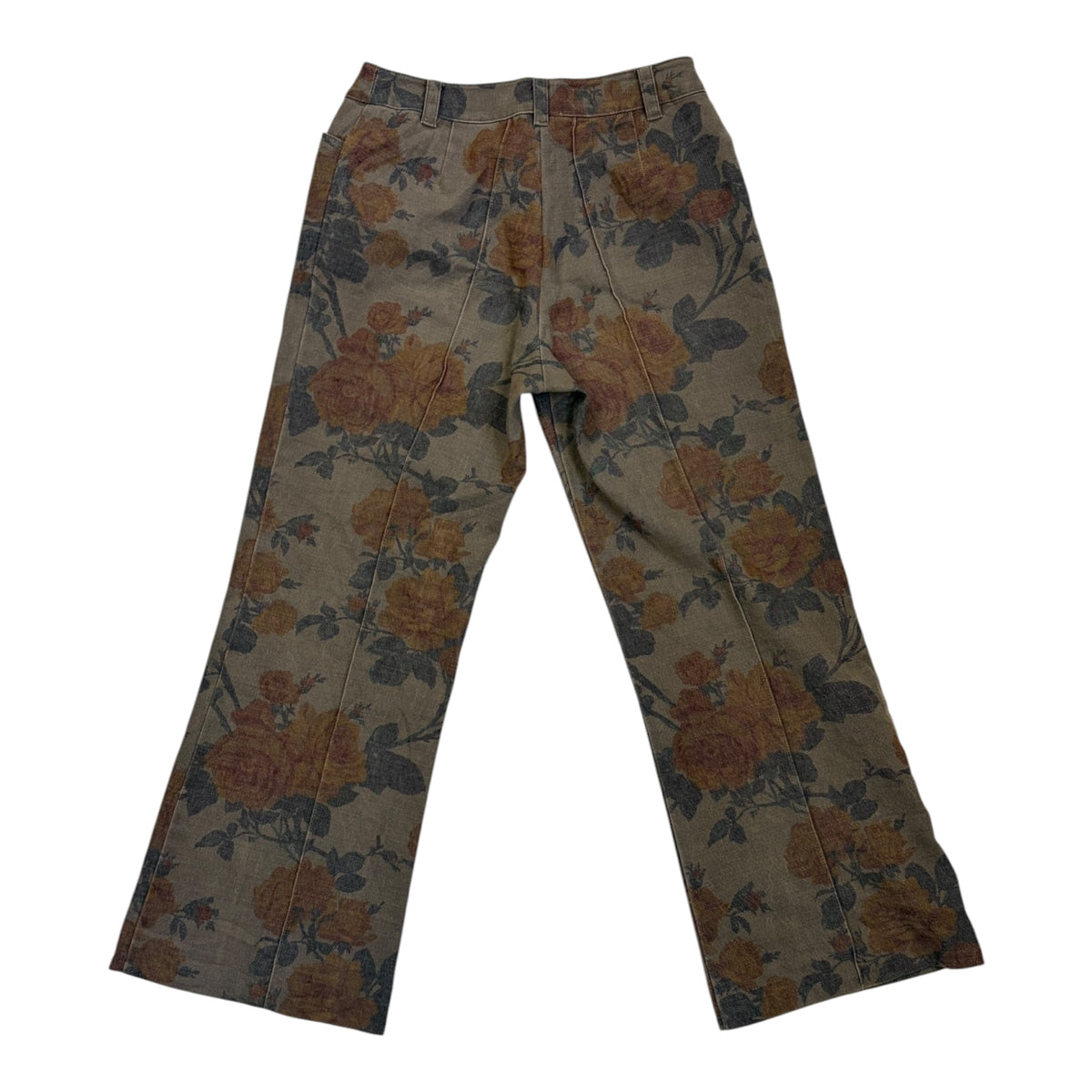floral cropped wide leg trousers back