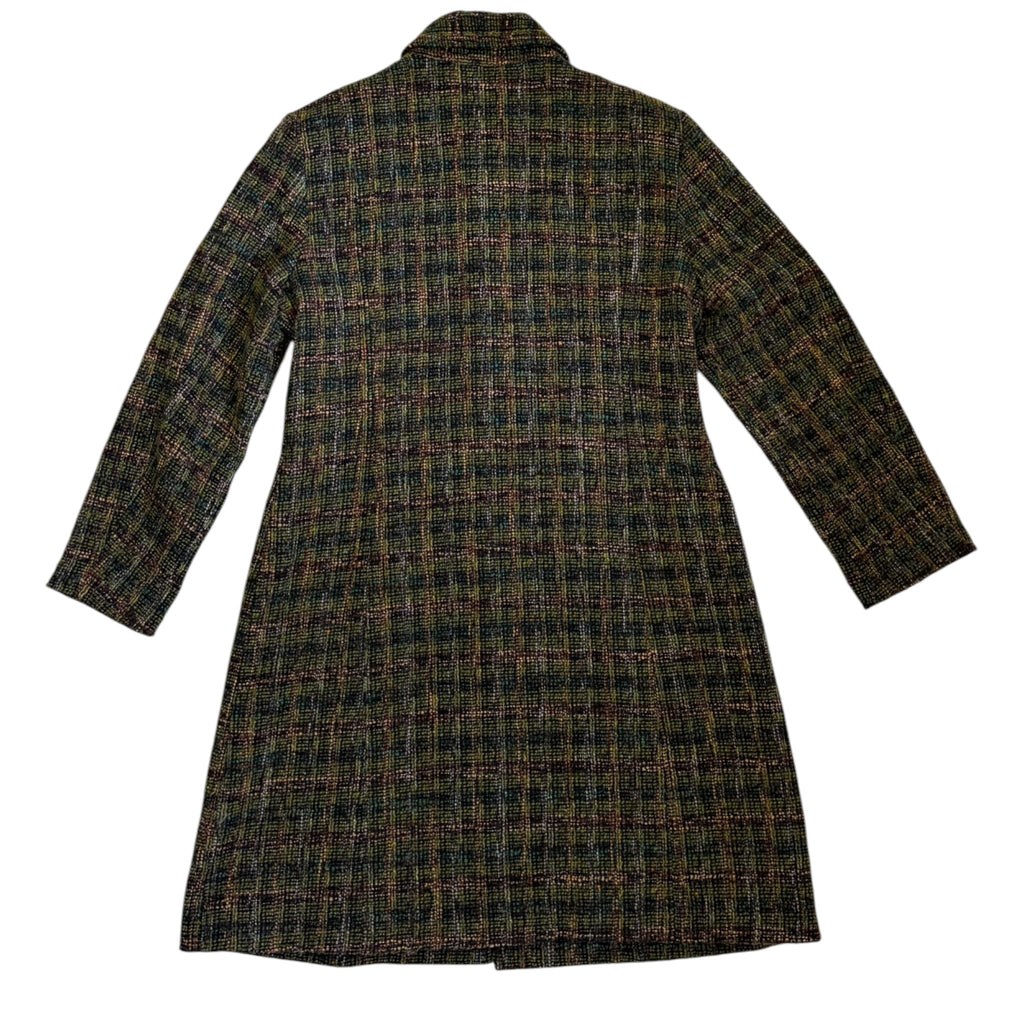 green bouclé wool coat back