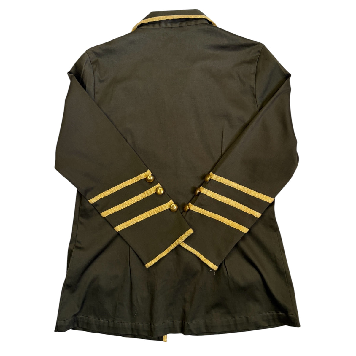 green military style jacket with gold details back