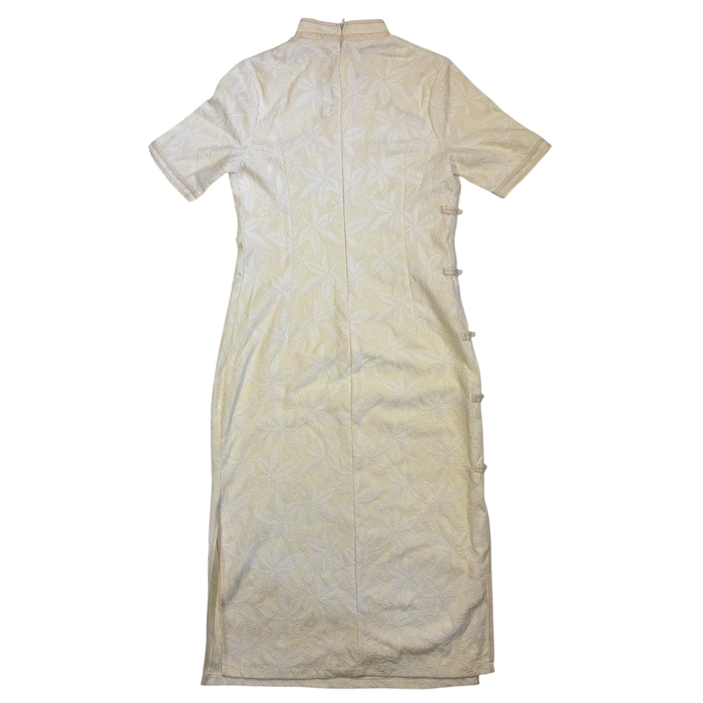 ivory cheongsam dress, with lace embroidery back