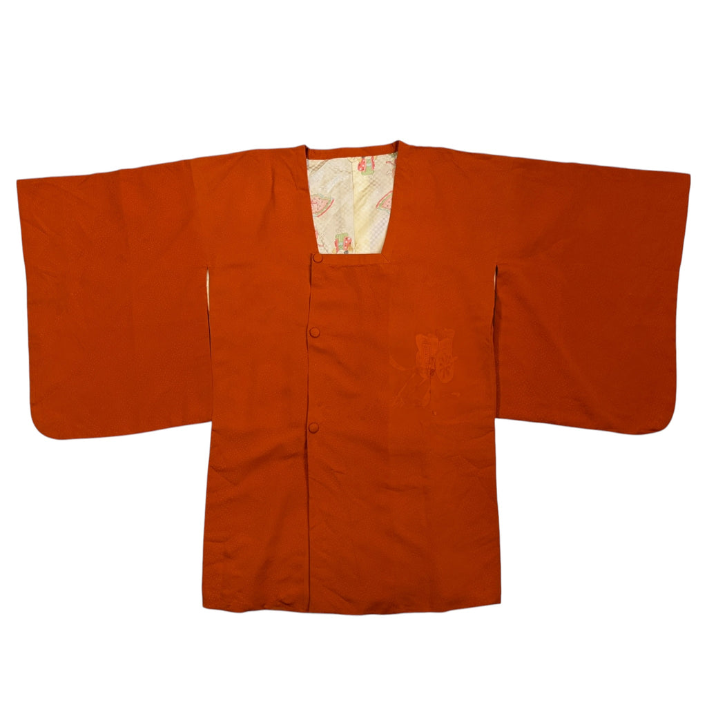 japanese haori silk jacket in burnt orange