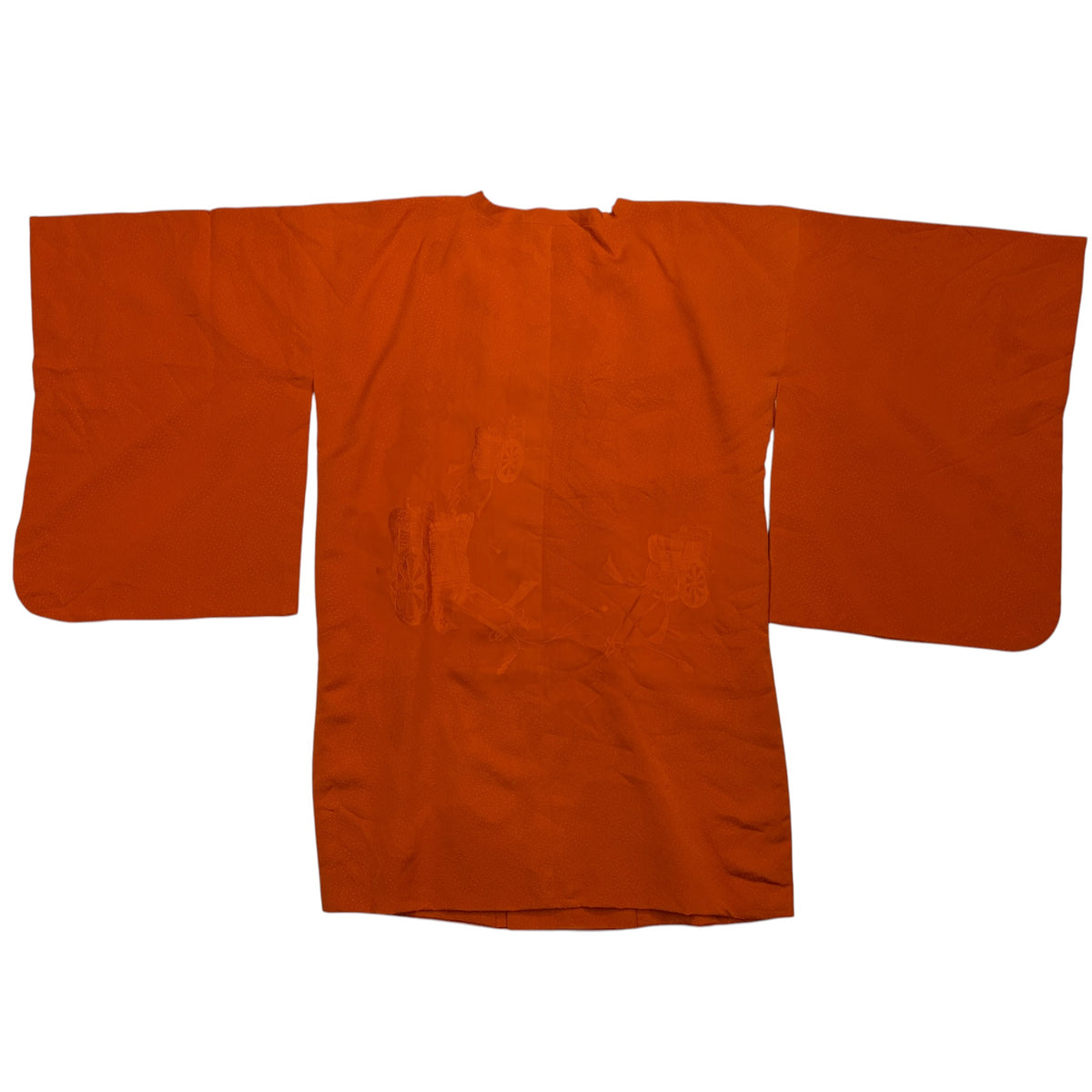 japanese haori silk jacket in burnt orange back