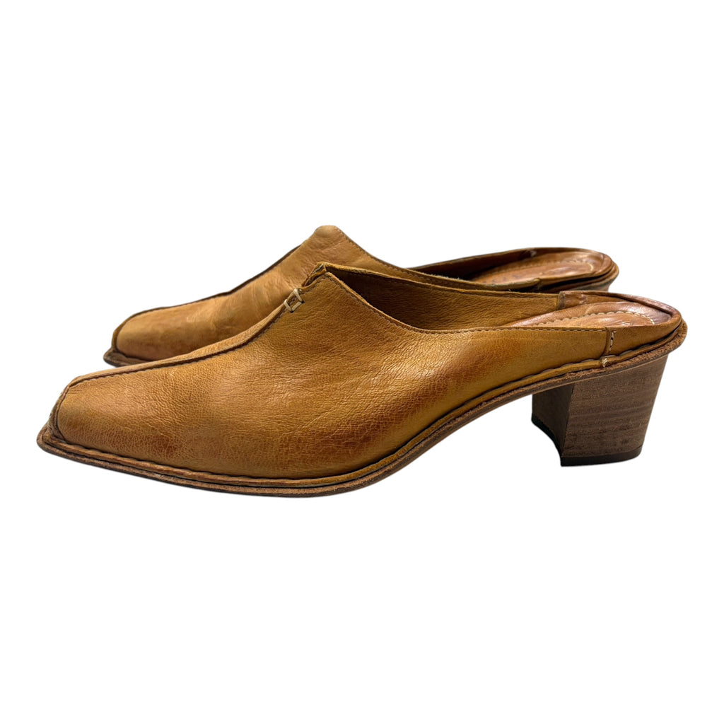 leather cowboy mules with heel back