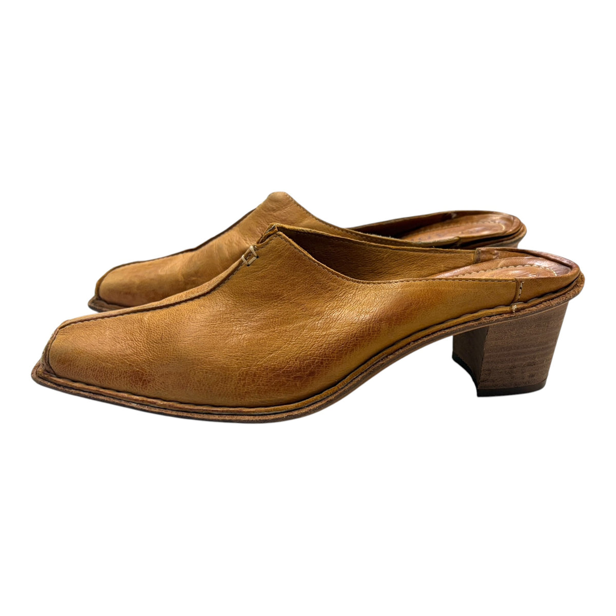 leather cowboy mules with heel back